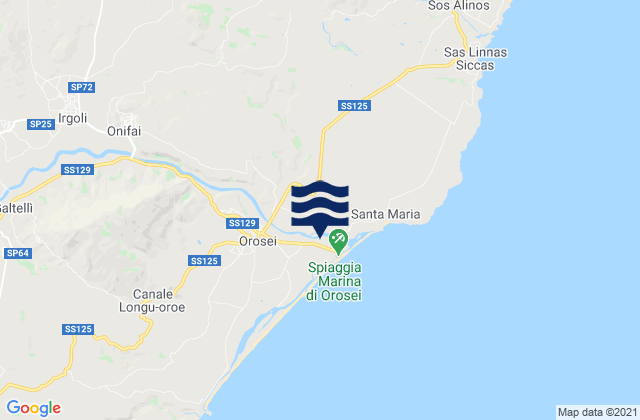 Mappa delle maree di Onifai, Italy