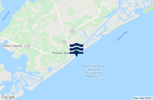 Mappa delle maree di Onslow Beach, United States