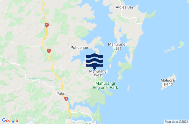 Mappa delle maree di Opahi Bay, New Zealand