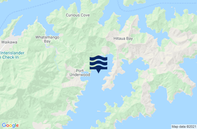 Mappa delle maree di Opihi Bay, New Zealand