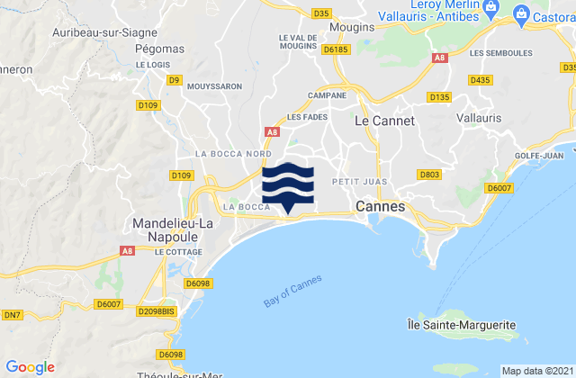 Mappa delle maree di Opio, France