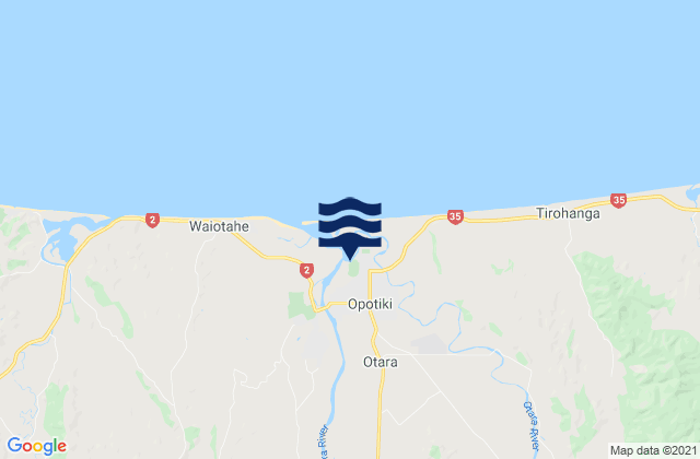 Mappa delle maree di Opotiki District, New Zealand