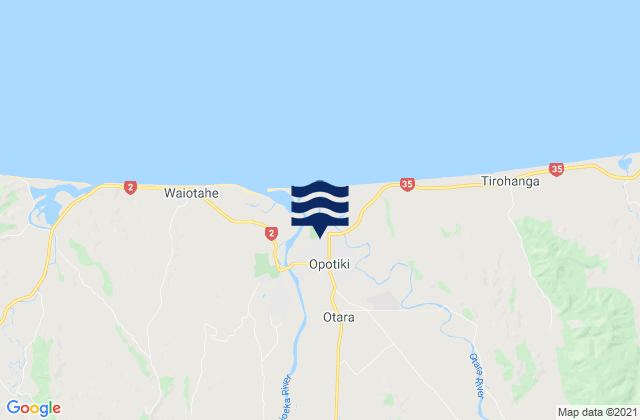 Mappa delle maree di Opotiki, New Zealand