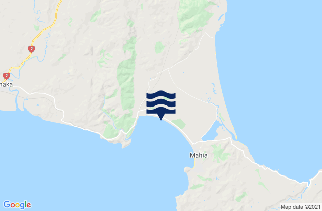 Mappa delle maree di Opoutama Beach, New Zealand