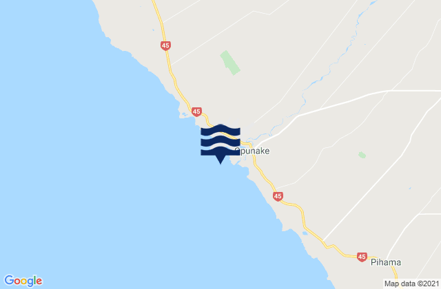 Mappa delle maree di Opunake Bay, New Zealand