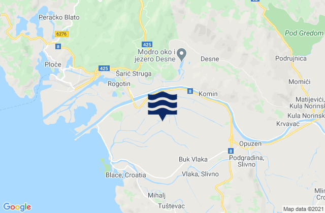 Mappa delle maree di Opuzen, Croatia