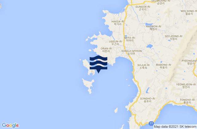 Mappa delle maree di Oran-ni Maro-hae, South Korea