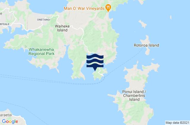 Mappa delle maree di Orapiu Bay, New Zealand