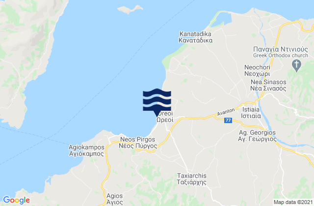 Mappa delle maree di Oreoí, Greece