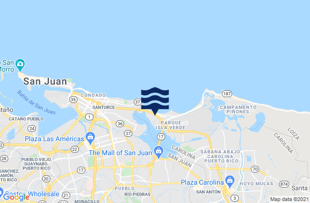 Mappa delle maree di Oriente Barrio, Puerto Rico