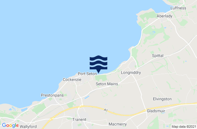Mappa delle maree di Ormiston, United Kingdom