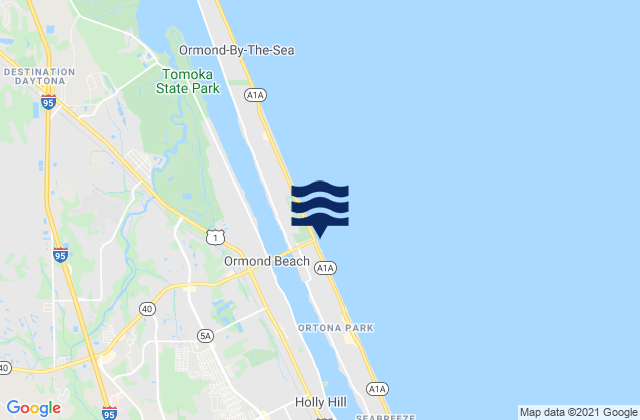 Mappa delle maree di Ormond Beach Halifax River, United States