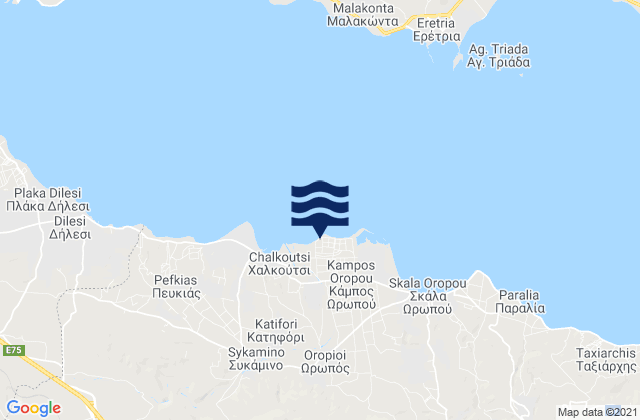 Mappa delle maree di Oropós, Greece