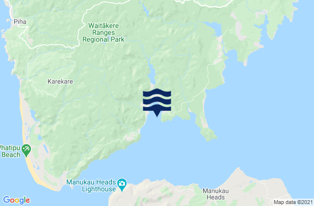 Mappa delle maree di Orpheus Bay, New Zealand