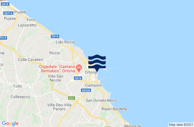 Mappa delle maree di Ortona, Italy