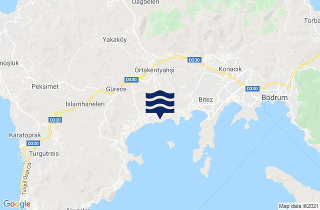 Mappa delle maree di Ortyakent Yahşi, Turkey
