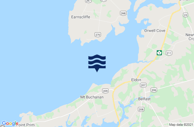 Mappa delle maree di Orwell Bay, Canada