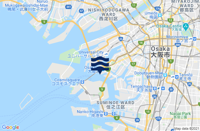 Mappa delle maree di Osaka Ko, Japan