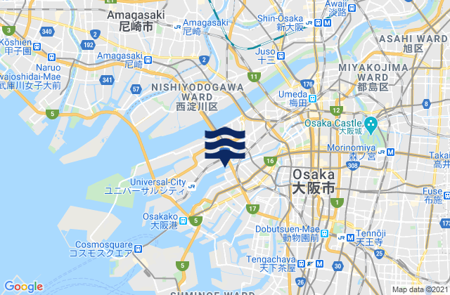 Mappa delle maree di Osaka, Japan