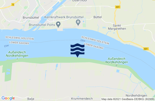 Mappa delle maree di Osten, Germany