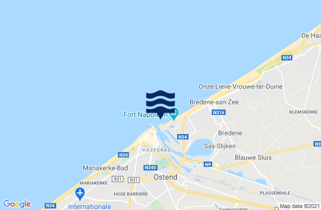 Mappa delle maree di Ostend Port, Belgium