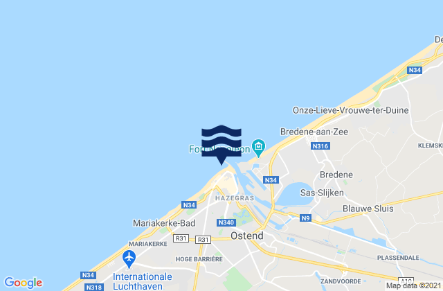 Mappa delle maree di Ostend, Belgium