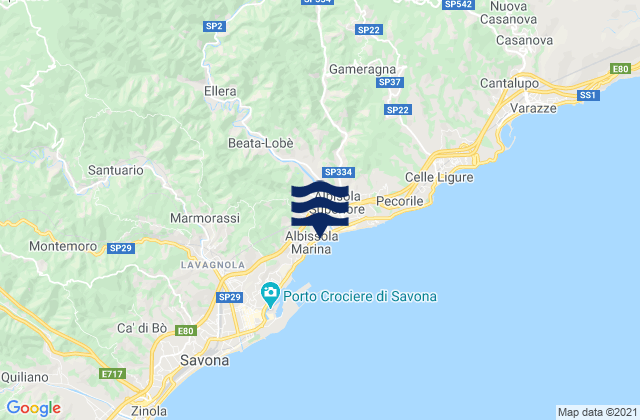 Mappa delle maree di Osteria dei Cacciatori-Stella, Italy