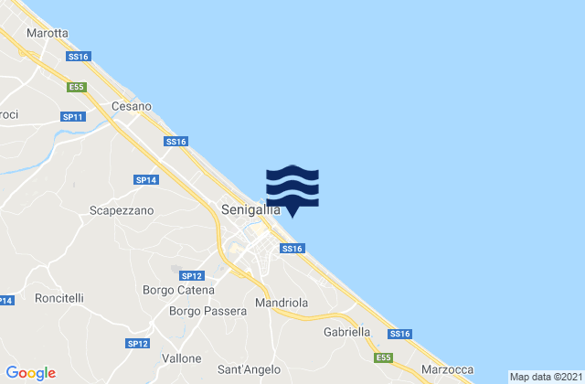 Mappa delle maree di Ostra, Italy