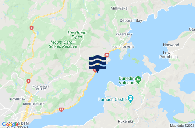 Mappa delle maree di Otago Harbour, New Zealand