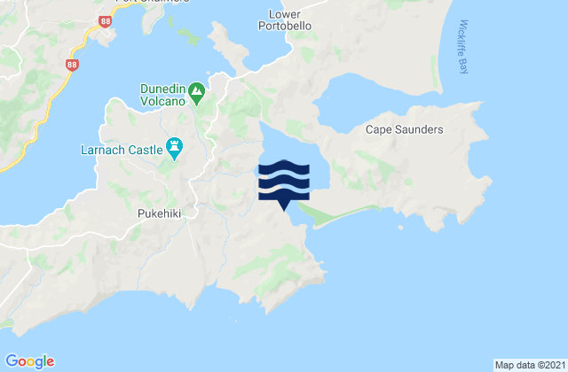 Mappa delle maree di Otago Peninsula, New Zealand