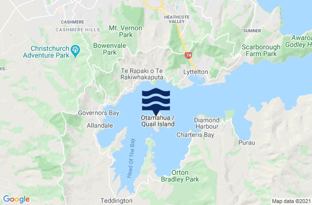 Mappa delle maree di Otamahua/Quail Island, New Zealand