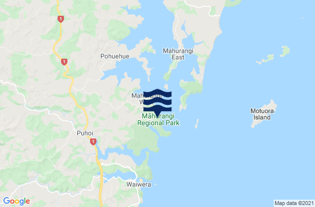 Mappa delle maree di Otarawao Bay, New Zealand