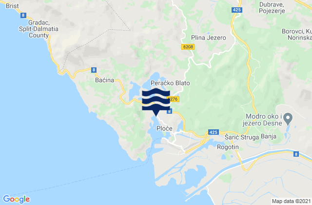 Mappa delle maree di Otrić-Seoci, Croatia