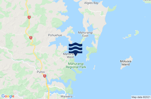 Mappa delle maree di Otuawaea Bay, New Zealand
