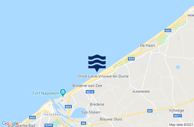 Mappa delle maree di Oudenburg, Belgium