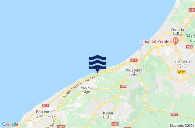 Mappa delle maree di Oued el Alleug, Algeria