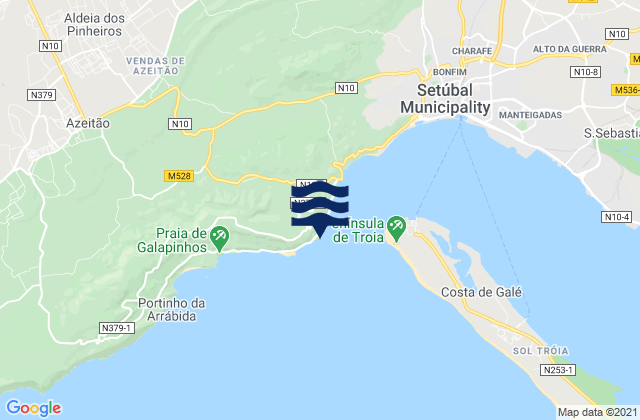Mappa delle maree di Outão Beach, Portugal