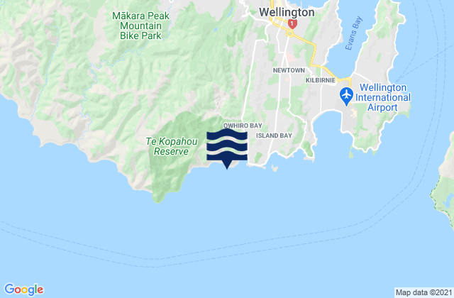 Mappa delle maree di Owhiro Bay, New Zealand