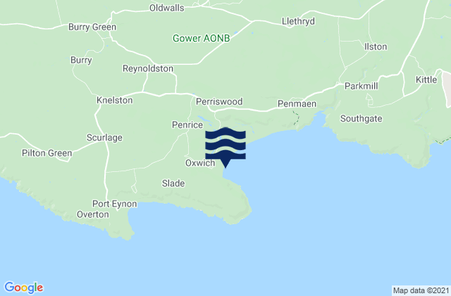 Mappa delle maree di Oxwich Bay Beach, United Kingdom