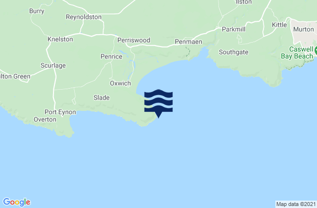 Mappa delle maree di Oxwich Point, United Kingdom