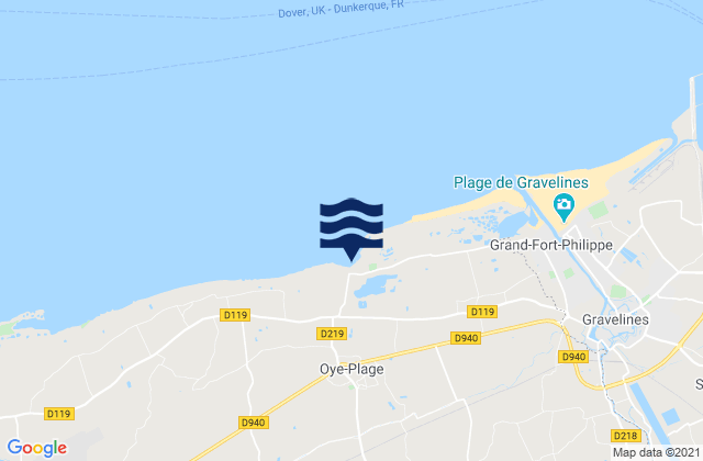 Mappa delle maree di Oye-Plage, France
