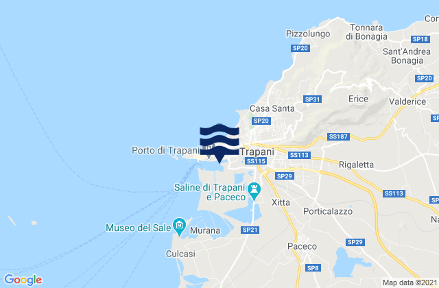 Mappa delle maree di Paceco, Italy