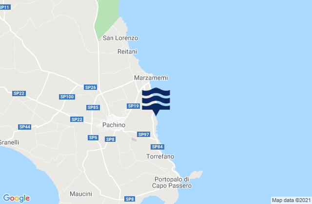 Mappa delle maree di Pachino, Italy