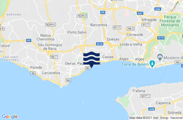 Mappa delle maree di Paco D 'arcos, Portugal