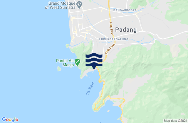 Mappa delle maree di Padang Padang, Indonesia