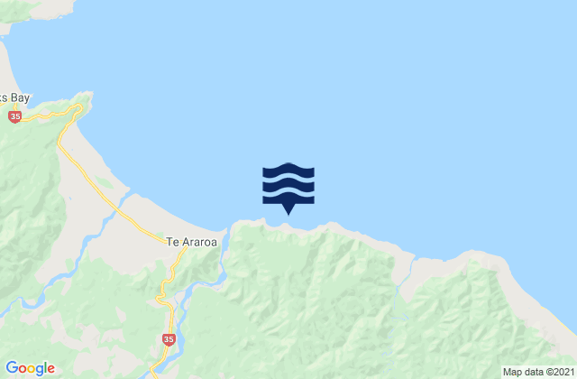 Mappa delle maree di Paengaroa Bay, New Zealand