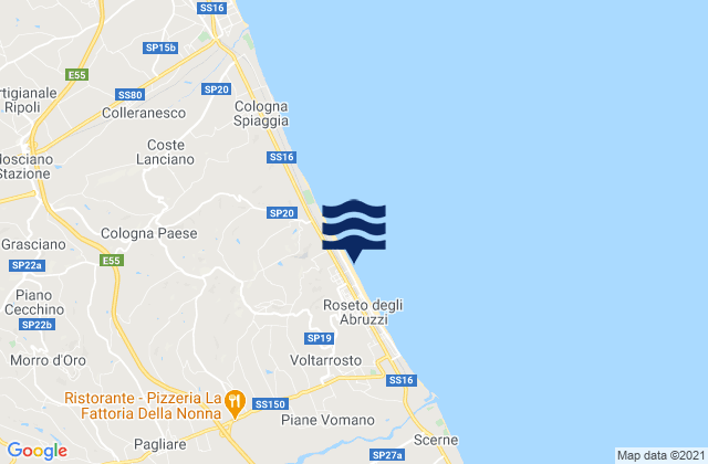 Mappa delle maree di Pagliare, Italy