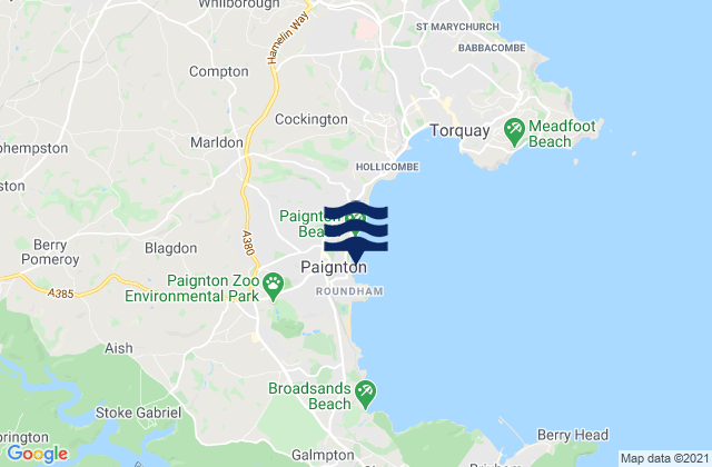 Mappa delle maree di Paignton, United Kingdom