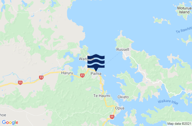 Mappa delle maree di Paihia, New Zealand