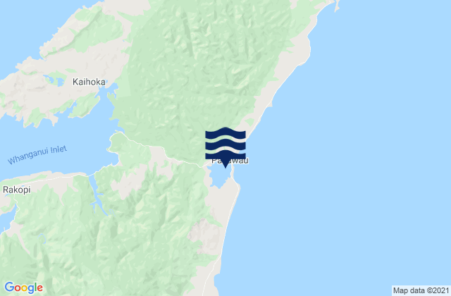 Mappa delle maree di Pakawau Inlet, New Zealand